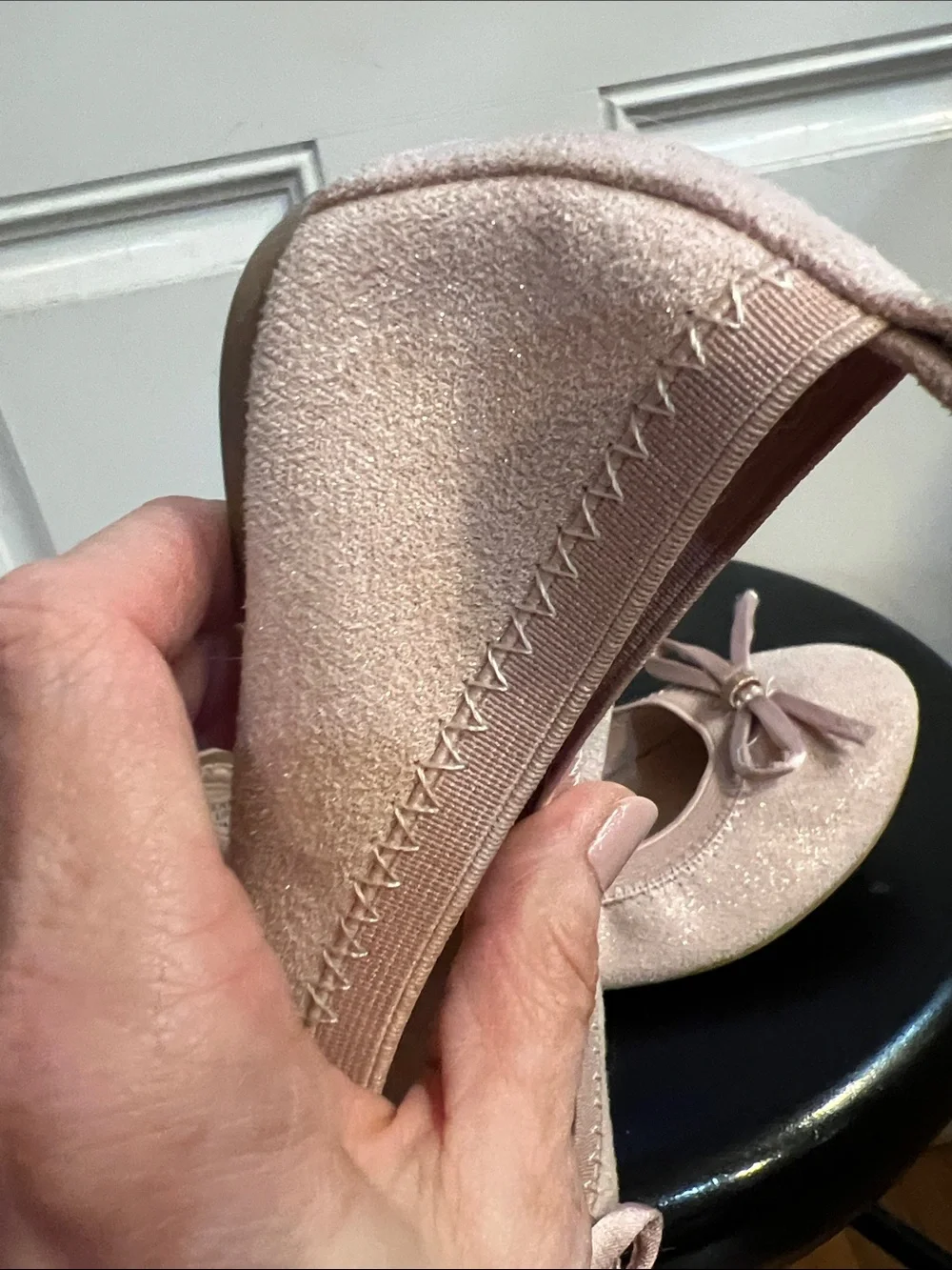 Kelly & Katie Light Pink Girls' Ballet Flats with Bow Accent